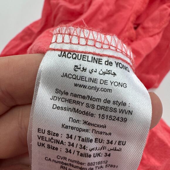 Jacqueline De Yong‎ Dress Womens 34 X Small Pink Rose Of Sharon Mini Button Down - Picture 8 of 11